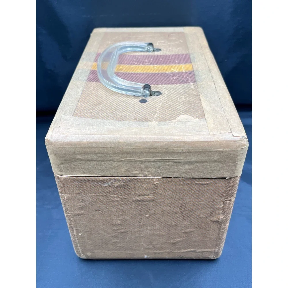 Vtg Vanity Case Train Luggage Retro Makeup Box Storage Trunk Handle Lock No Key‎